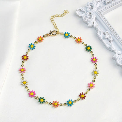 Colorful Floral Chain Bracelet Acalora