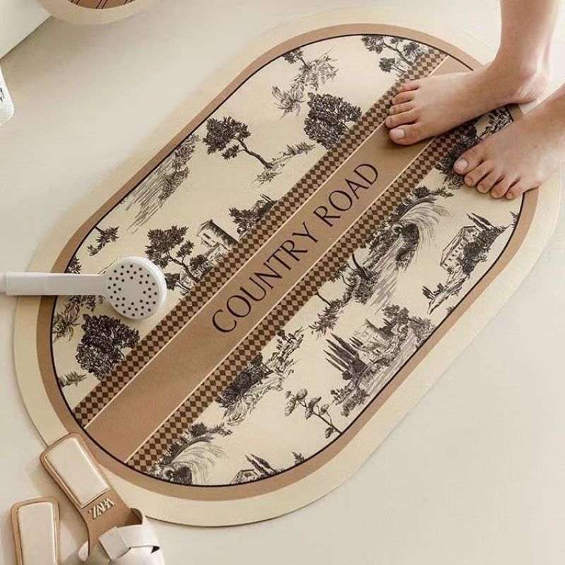 Elegant Country-Themed Bathroom Mat