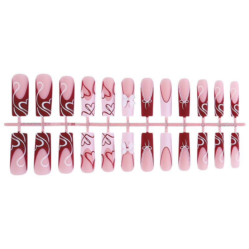 Decorative Heart-Themed Press-On Nails Acalora