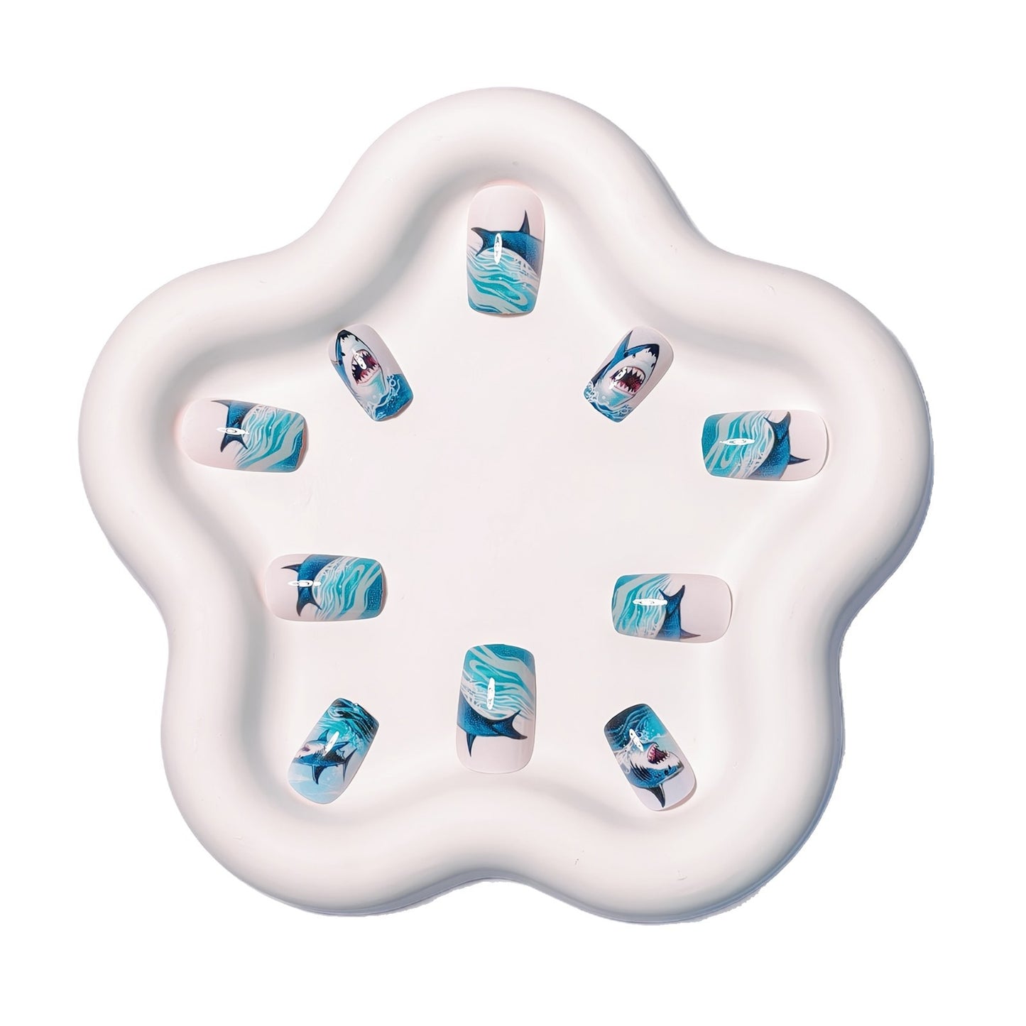 Shark-Inspired Artistic Gel Nail Art Acalora