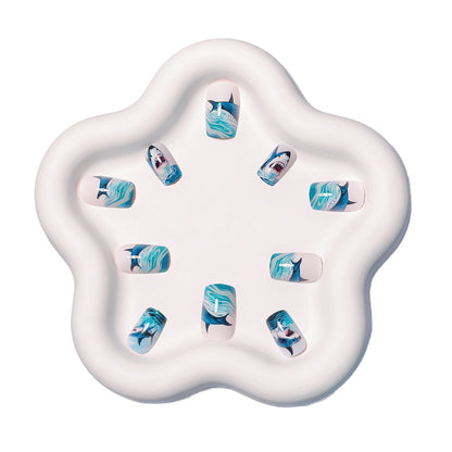 Shark-Inspired Artistic Gel Nail Art Acalora