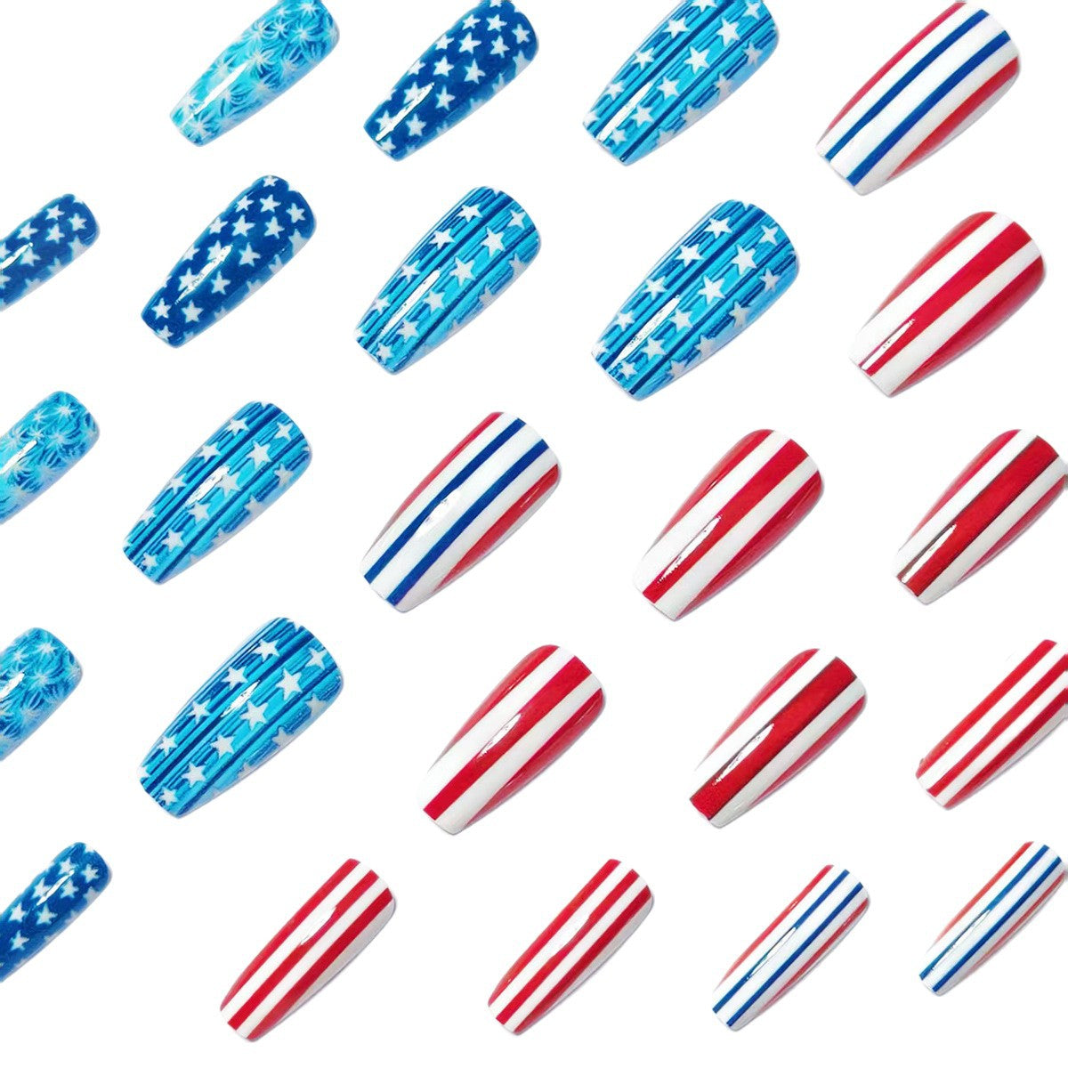Patriotic Stars and Stripes Nail Art Acalora