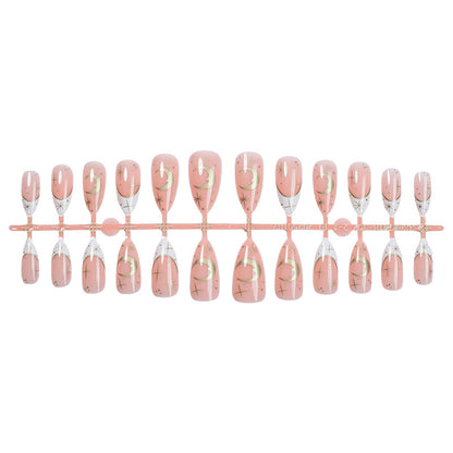 Artistic Press-On Nail Set with Geometric Moon and Star Designs Acalora