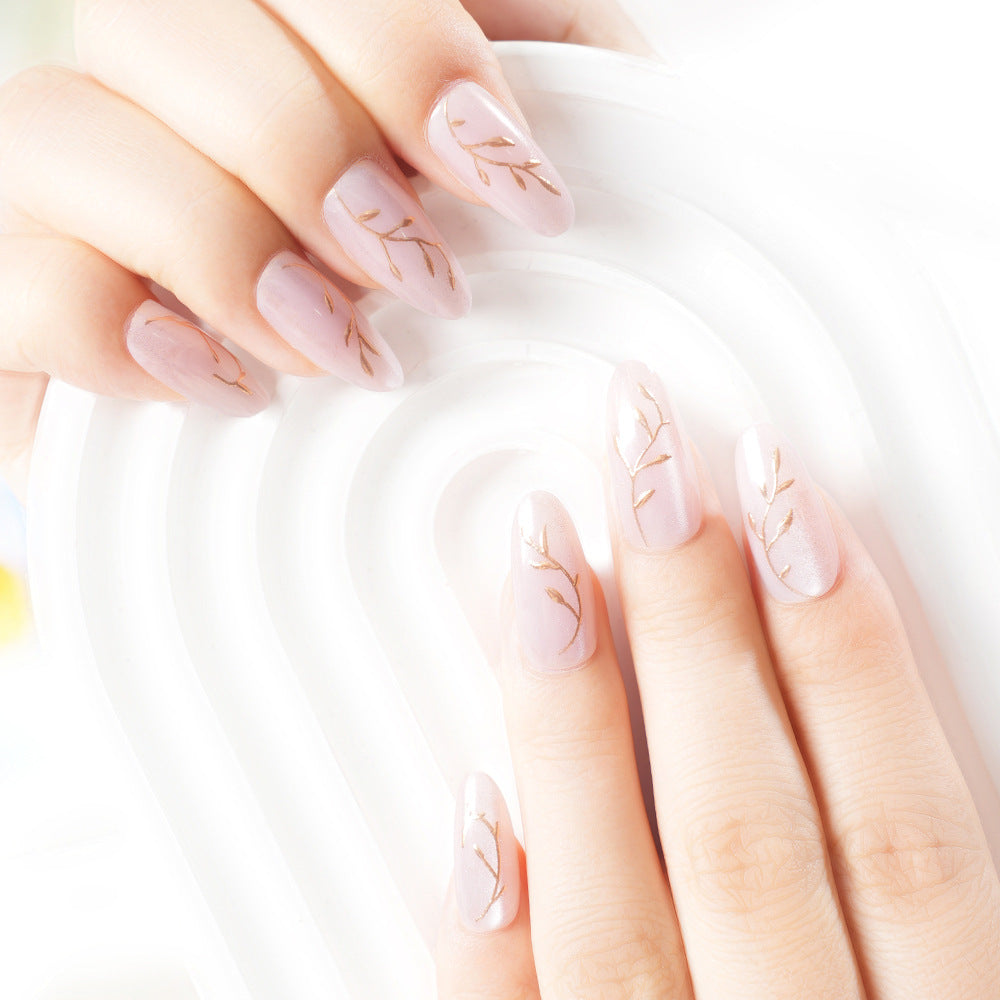 Elegant Botanical Press-On Nail Art Acalora