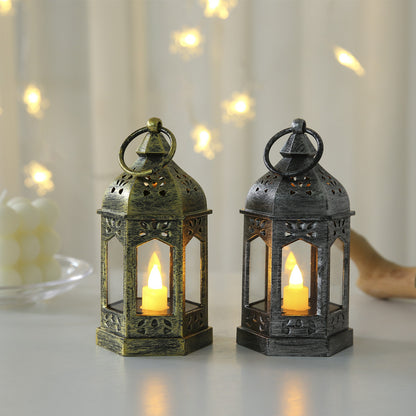 Moroccan Style Hexagonal Metal LED Lantern Acalora
