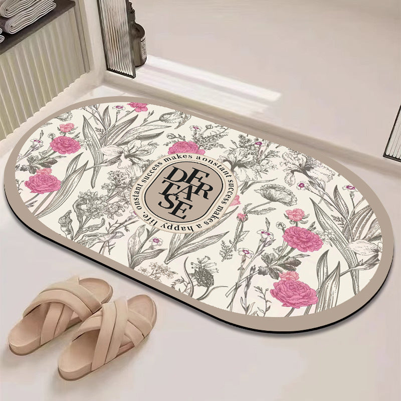 Floral Patterned Bath Mat Acalora