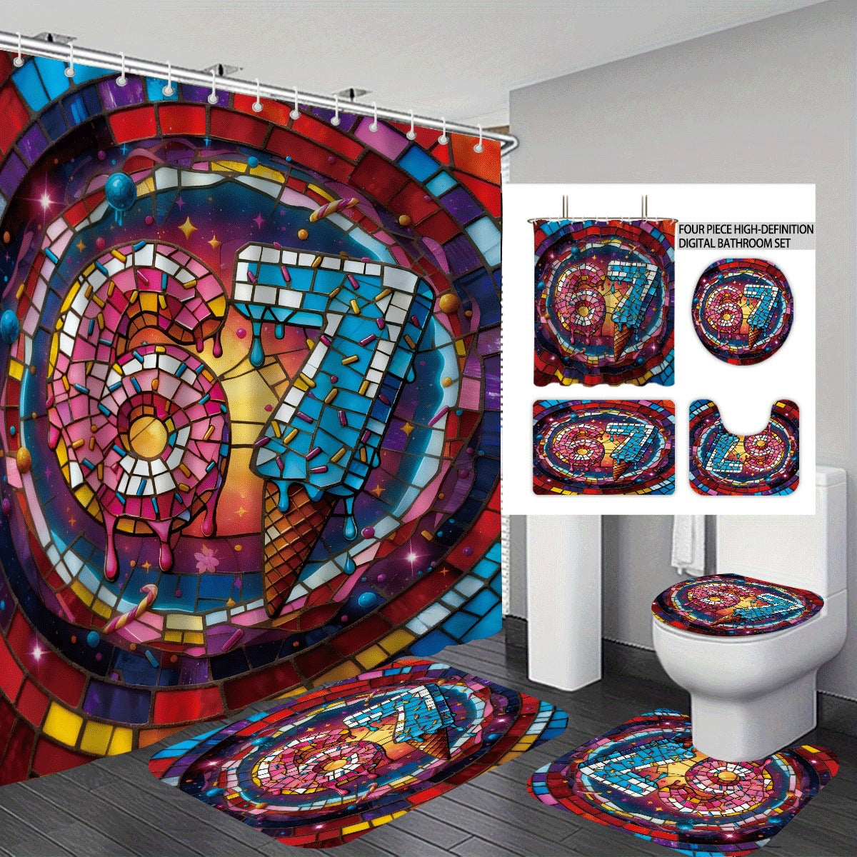 Colorful Dessert-Themed Bathroom Set