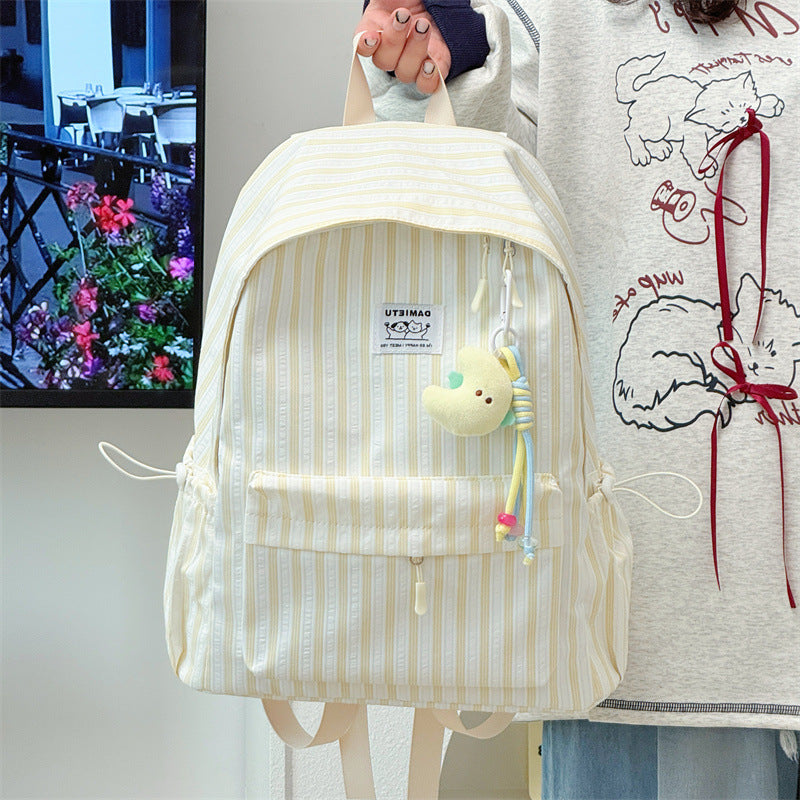 Striped Casual Backpack Bowlift