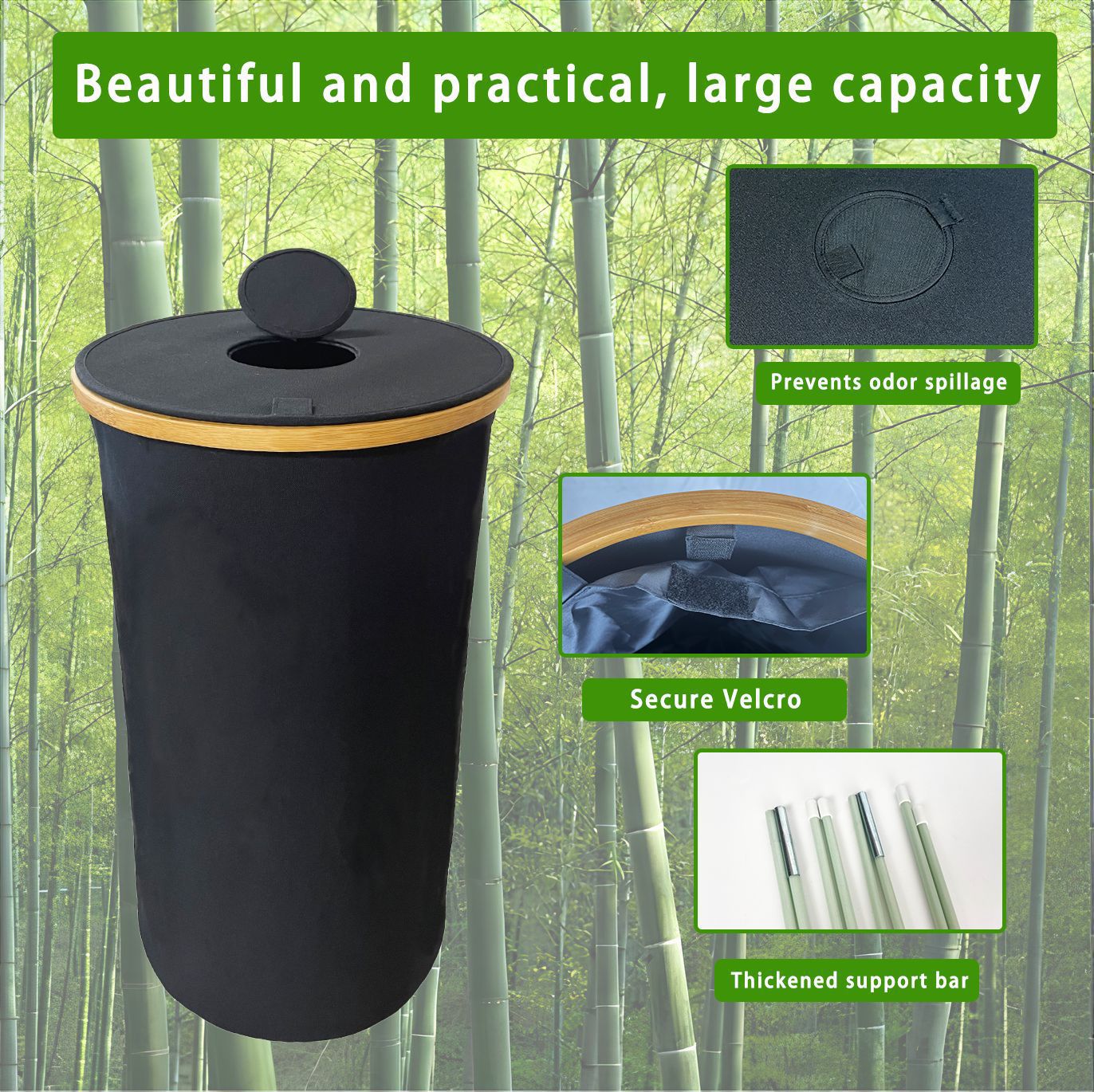 Waste bin with bamboo lid Acalora