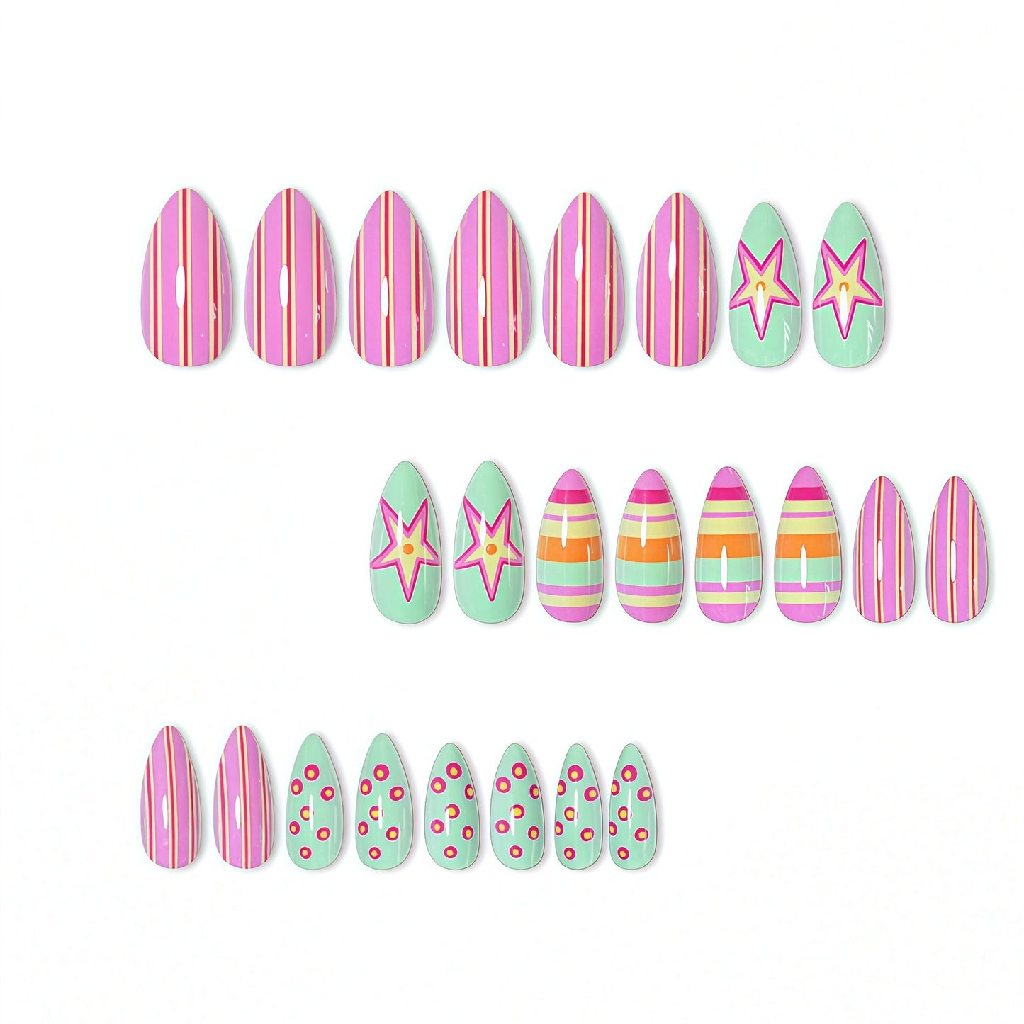 Vibrant Patterned Nail Art Extensions Acalora