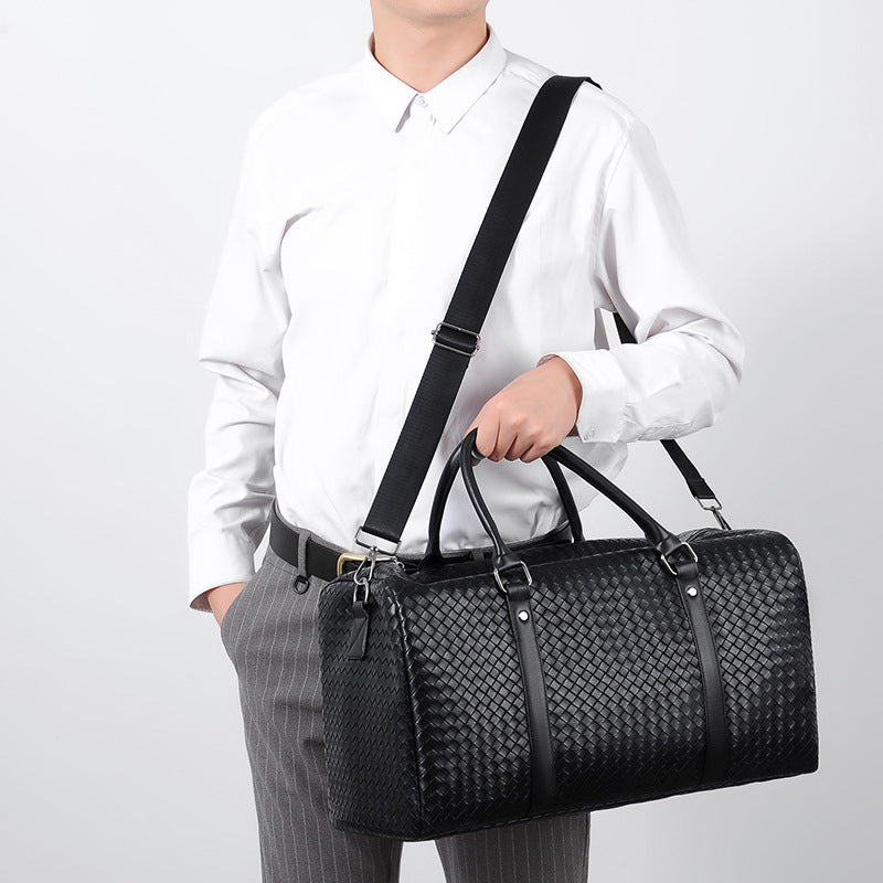 Premium Woven Leather Duffel Bag Acalora