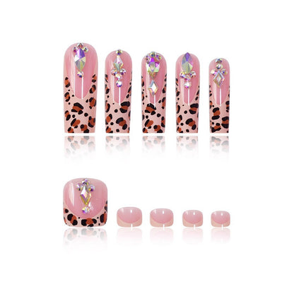 Artistic 3D Decorative Press-On Nail Set with Animal Print Accents Acalora