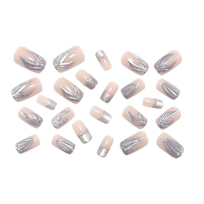 Artificial nails with elegant glitter and wave design Acalora