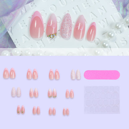 Decorative Press-On Nail Set with Elegant Gradient Designs Acalora