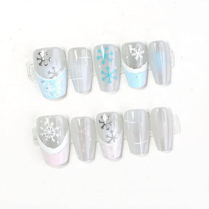Elegant Snowflake Design Press-On Nail Set Acalora