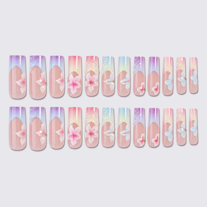 Elegant Floral Ombre Press-On Nail Set Acalora