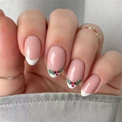 Holiday-Themed French Tip Nail Art Acalora