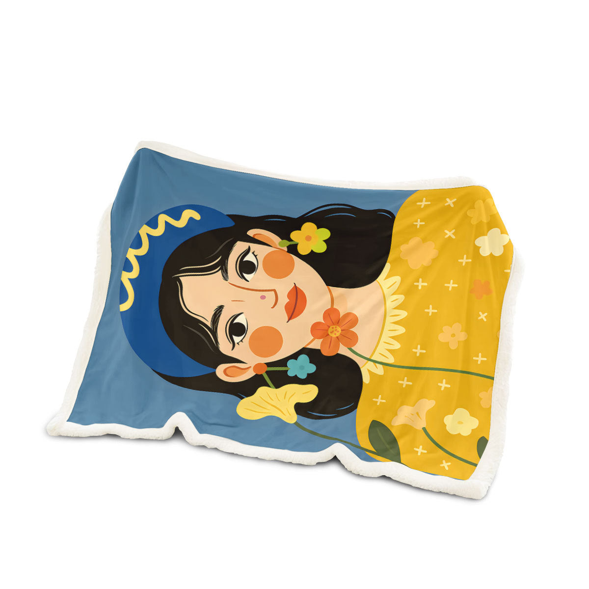 Unisex Artistic Floral-Printed Throw Blanket