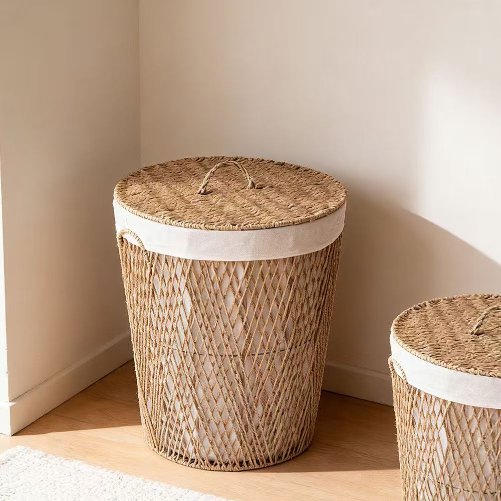 Natural fiber laundry basket with lid Acalora