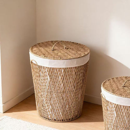 Natural fiber laundry basket with lid Acalora