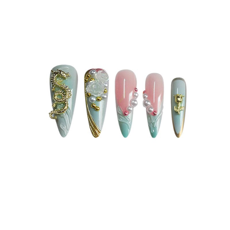 Decorative Long Stiletto Press-On Nail Art Acalora