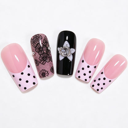Floral Lace Design Press-On Nail Art Acalora