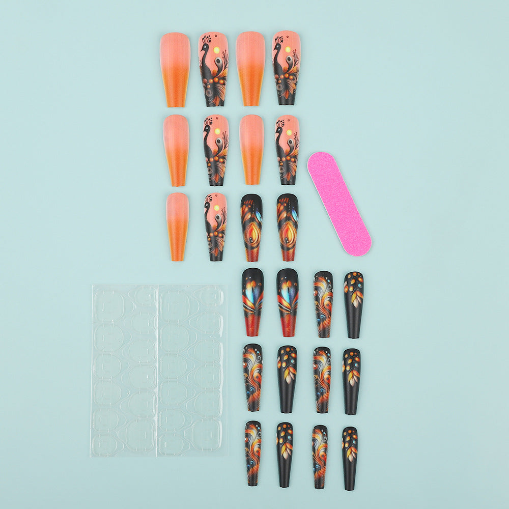 Creative Nail Art Set with Colorful Feather Designs Acalora