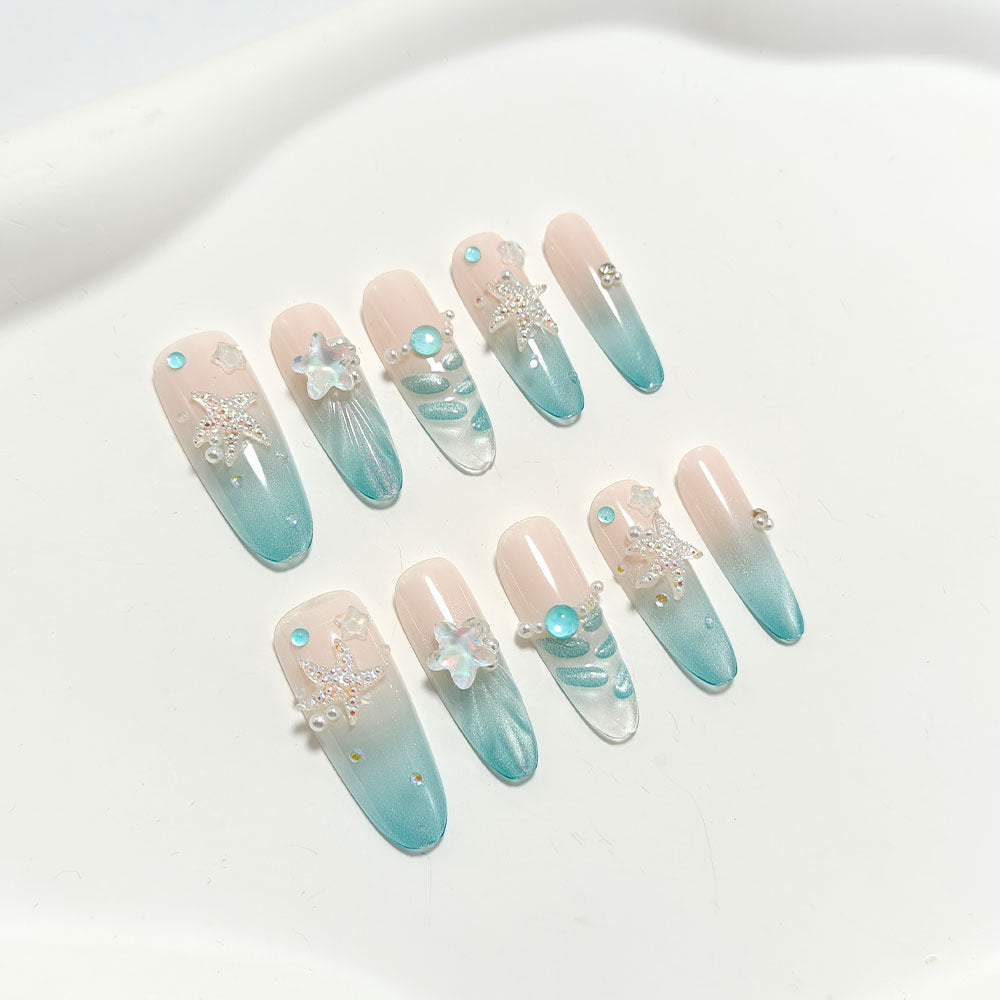 Artificial nails in elegant ocean design Acalora