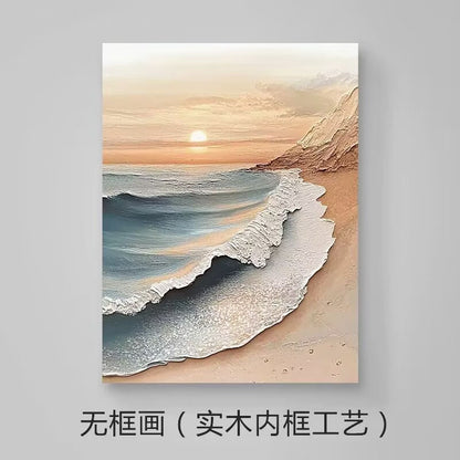 3D Textured Coastal Wave Canvas Artwork