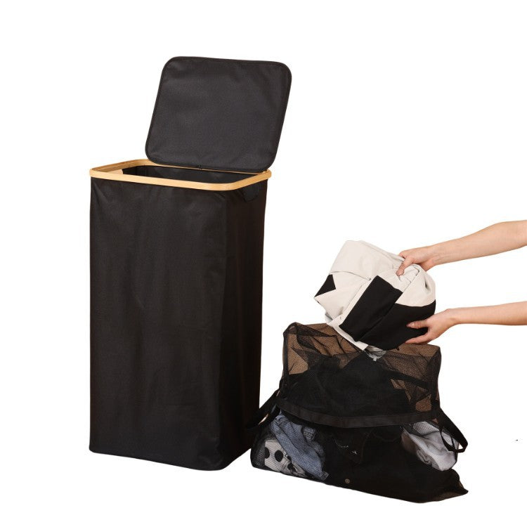 Elegant laundry container with practical lid and carrying system Acalora