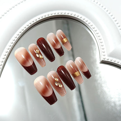 Luxurious artificial nails with glamorous decorations Acalora