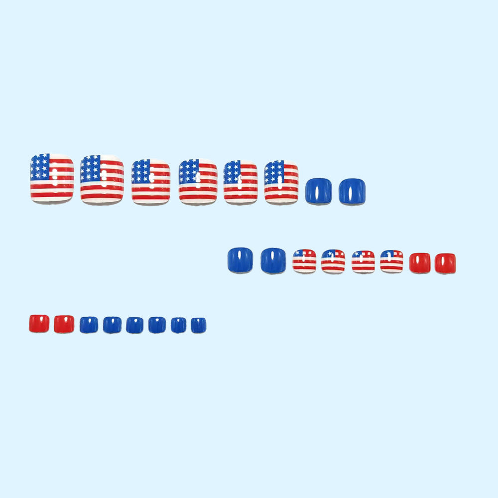 Patriotic style artificial nails with flag motifs Acalora
