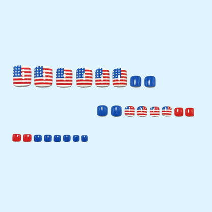Patriotic style artificial nails with flag motifs Acalora
