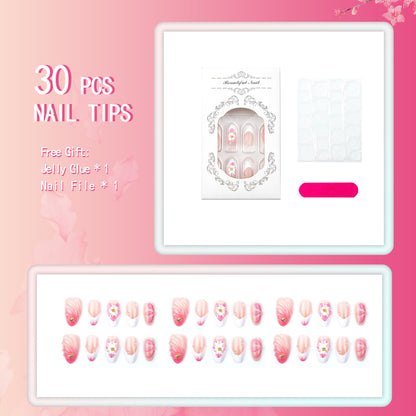 Artificial nail set with floral and elegant accents Acalora