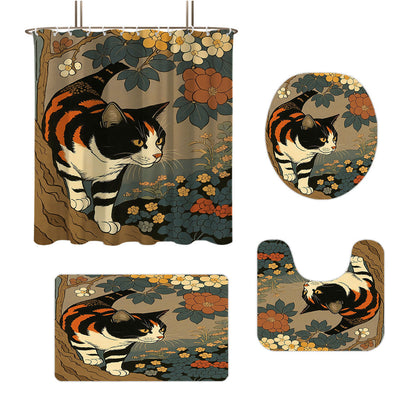Artistic Cat-Theme Bathroom Decor Set