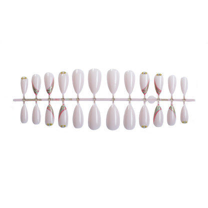 Elegant Press-On Nail Set with Floral Design Acalora