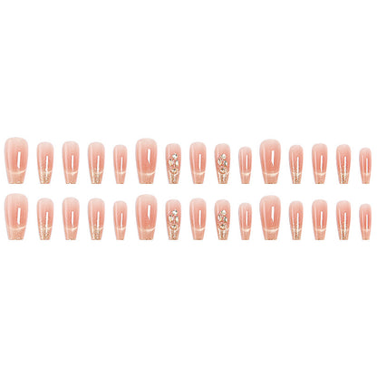 Artificial nail set with sparkling glitter and 3D applications Acalora