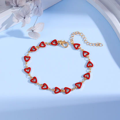 Colorful Heart Charm Anklet Acalora