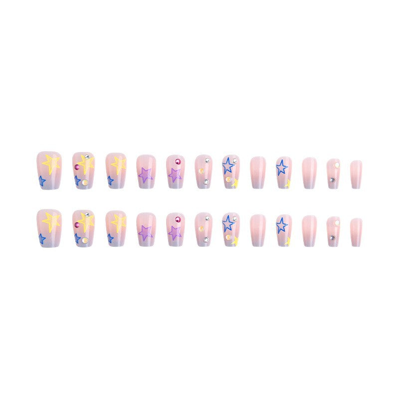 Artificial nail set with elegant blooming decorations and delicate ombre effect Acalora