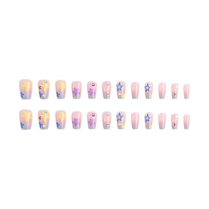Artificial nail set with elegant blooming decorations and delicate ombre effect Acalora