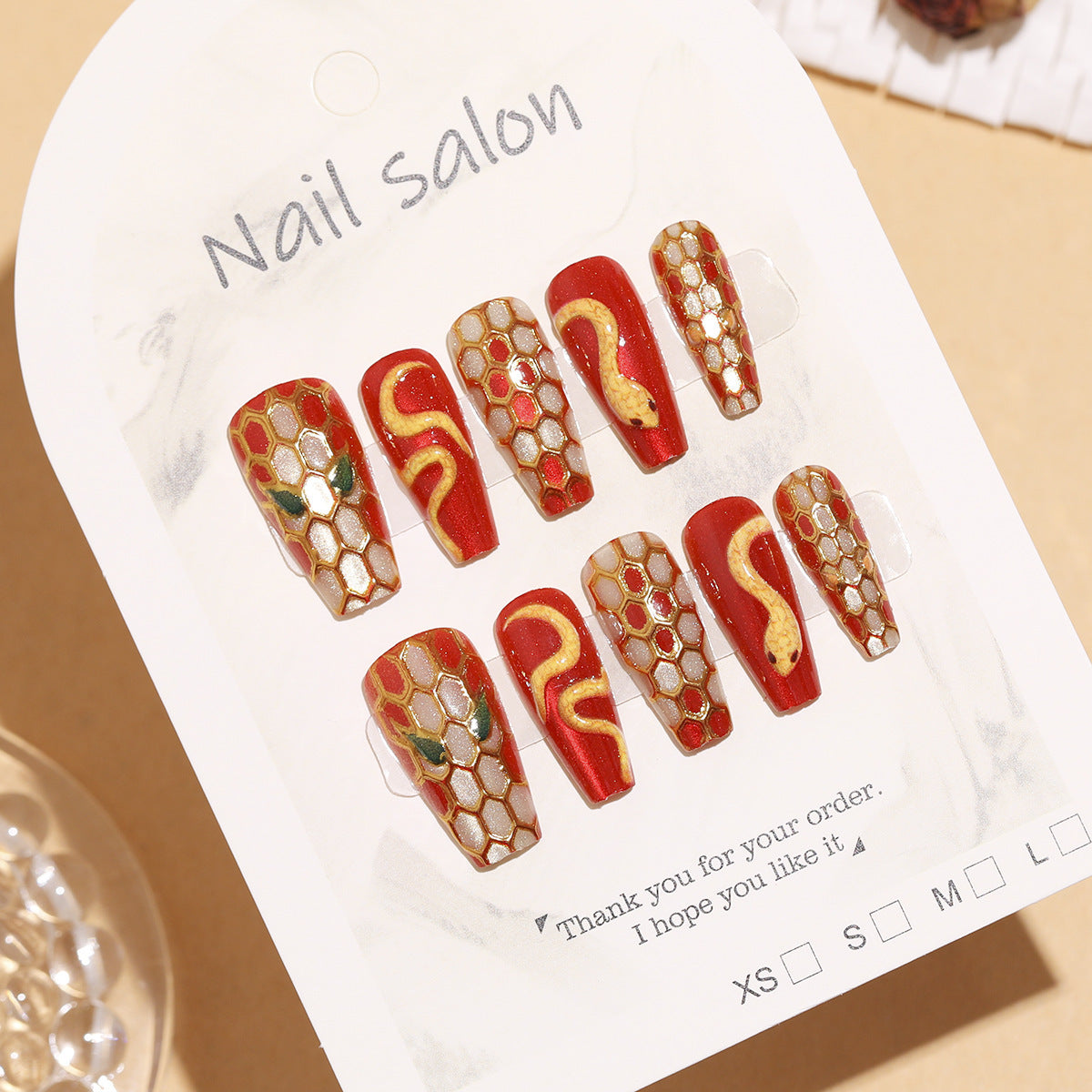 Artistic Snake Design Press-On Nail Set Acalora