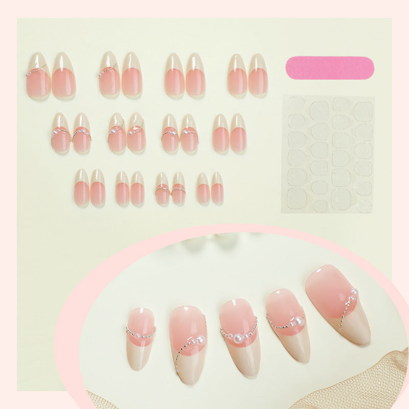 Elegant Ombre Press-On Nail Set with Pearl Accents Acalora