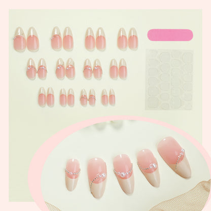 Elegant Ombre Press-On Nail Set with Pearl Accents Acalora