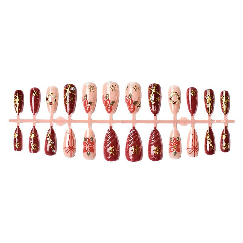 Artificial nail set in festive winter design with glamorous accents Acalora
