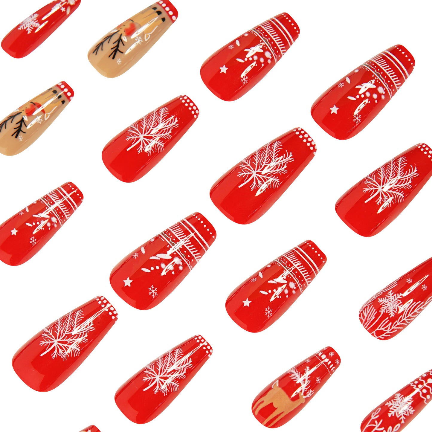Festive Holiday Themed Press-On Nail Art Acalora