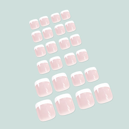 Elegant French Tip Press-On Toenails Acalora