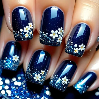 Floral Glittered Nail Art Acalora