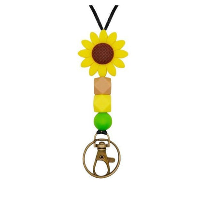 Colorful Flower-Themed Beaded Keychain Holder Acalora