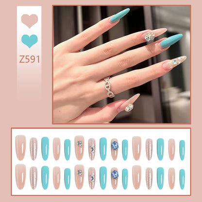 Artificial nail set with glamorous 3D applications and sparkling design Acalora