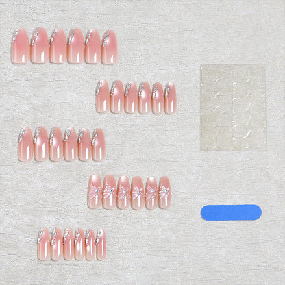 Acrylic nail set with elegant ombre design and sparkling accents Acalora